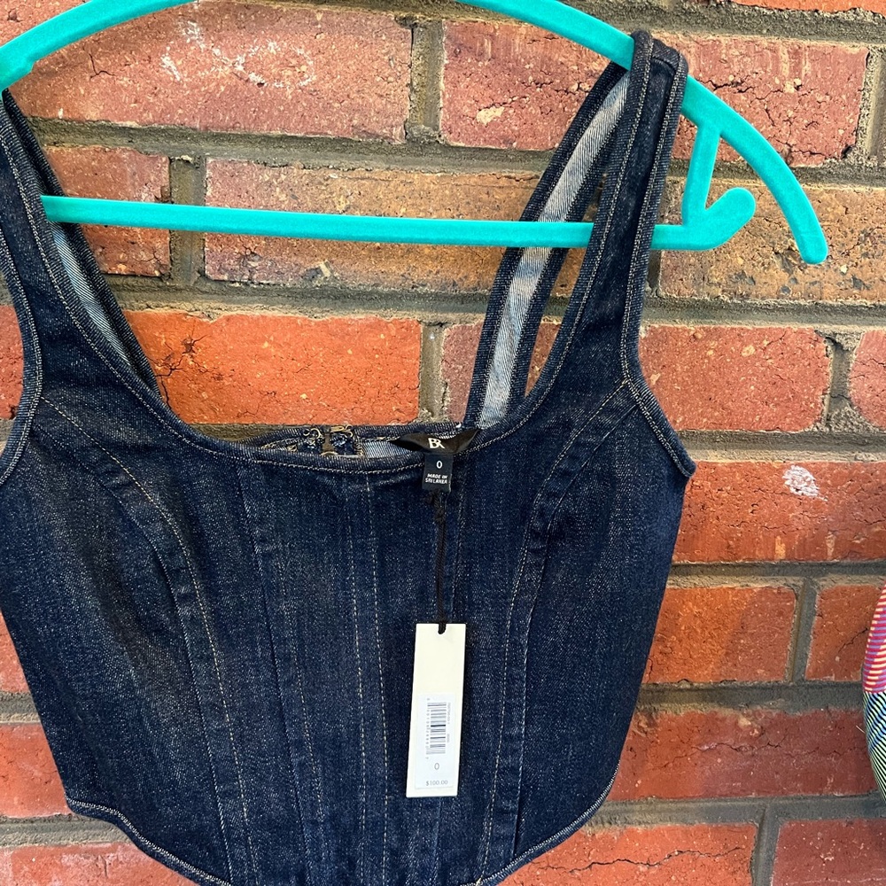 Banana Republic Dark Blue Denim Corset Tank Top